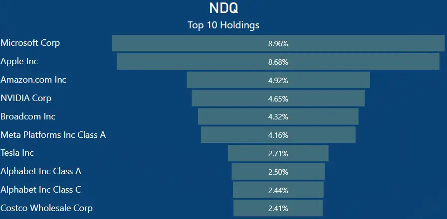 IOO vs NDQ - NDQ top 10 holdings