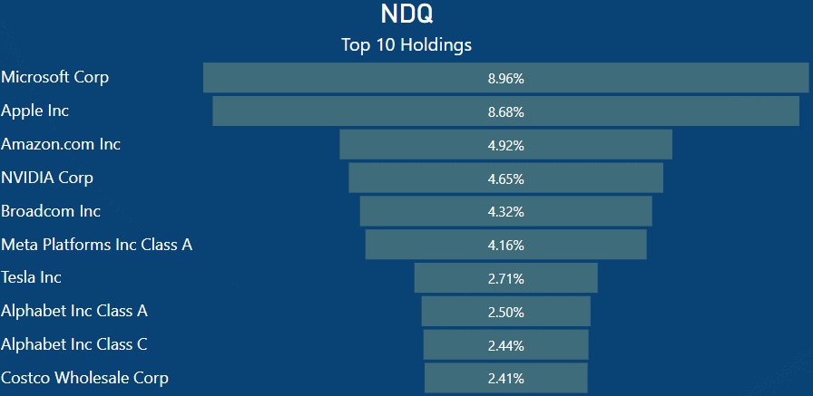 ETHI vs NDQ - NDQ Top 10 Holdings